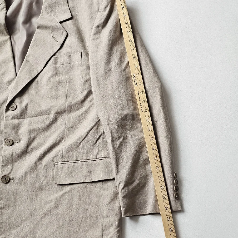 Vintage Members Only Sand Beige 55% Linen 45% Cotton Blazer Sport Coat 44R